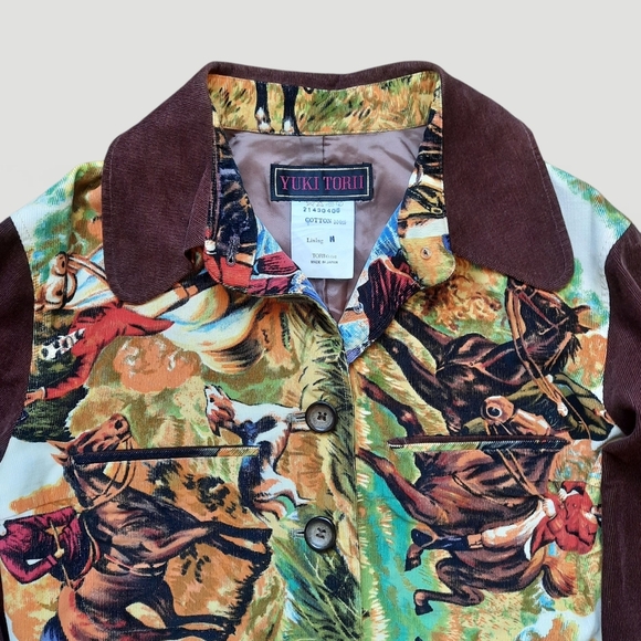 Vtg Japanese Americana Yuki Torii Victorian Fox Hunting Jacket Horse Graphics - Picture 2 of 16